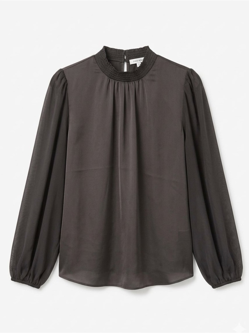 Ever New Smocked High Neck Sheer Sleeve Blouse - Size 4